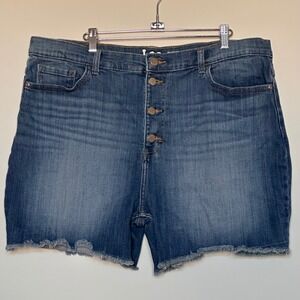 Lee Heritage Relaxed Fit High Rise‎ Button Fly Denim Shorts Blue Womens 20M